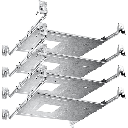 Shallow Recessed Housing Mounting Plate 3-4-6 Inch Square LED Recessed Kits Extendable Bars 4-Pack